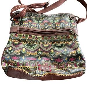 Sakroots Bag Crossbody strap coated vinyl Peace design